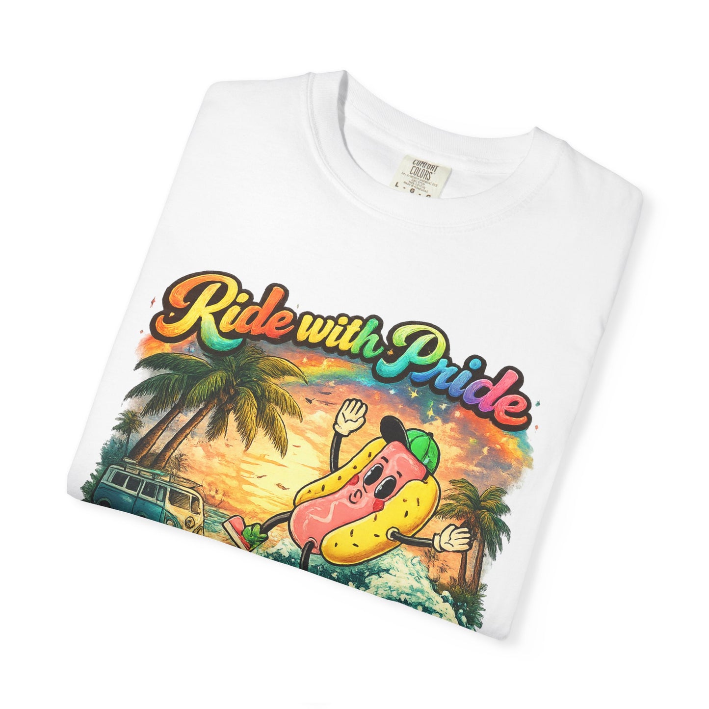 Ride With Pride Hot Dog T-Shirt — Jenny Hot Dogs Beach Surf Vintage Tee