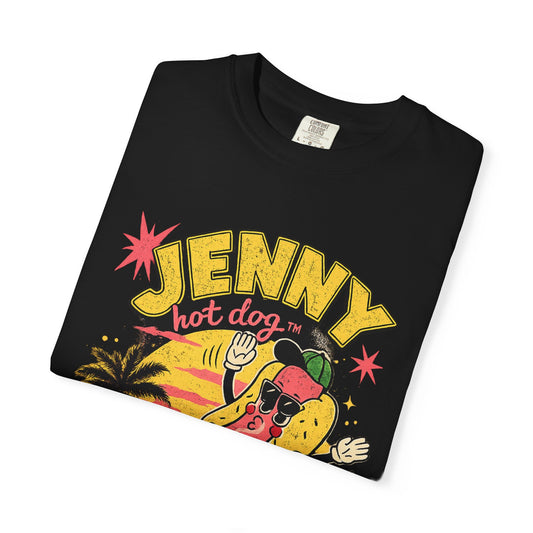 Jenny Hot Dog Skateboard T‑Shirt — Retro Surf Skate Graphic Tee